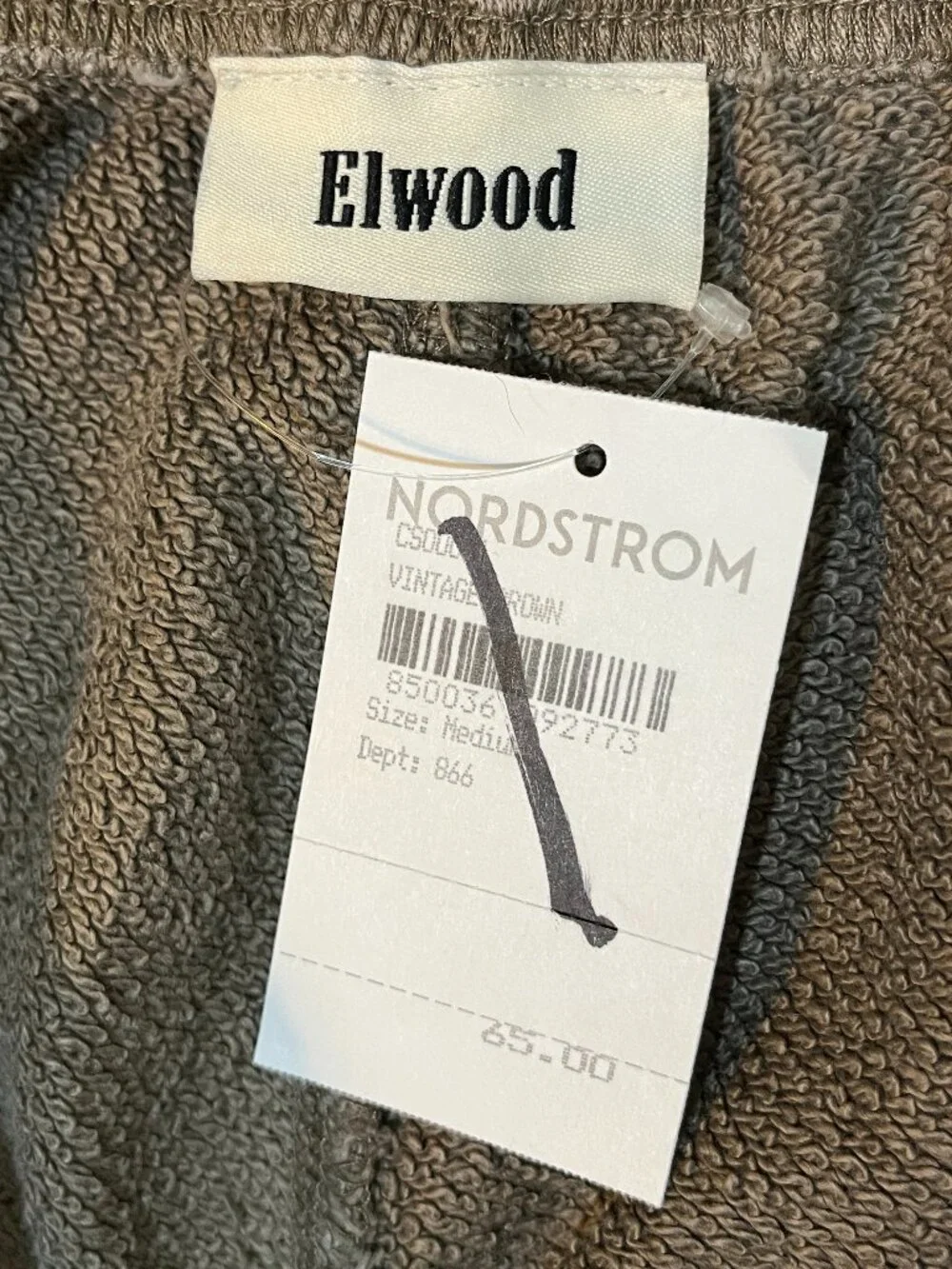 Elwood Flawed NWT Vintage Brown Organic Cotton Sweatpants Size M